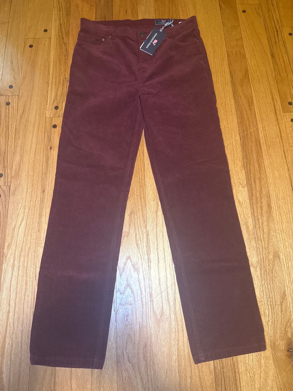 NEW Vineyard Vines Boy's Straight-Leg Burgundy Corduroy Pants